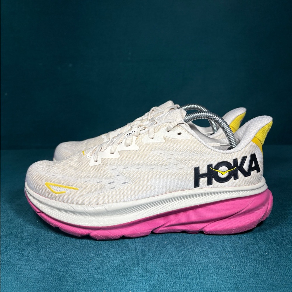 Hoka Women’s White Yellow Pink Athletic Running Shoes